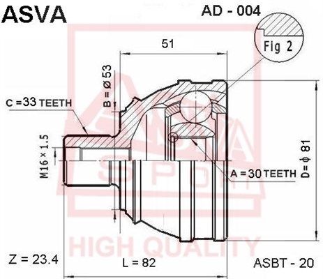 ШРУС наружный AD004 ASVA AD004