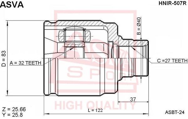 ШРУС внутренний HNIR507R ASVA HNIR507R
