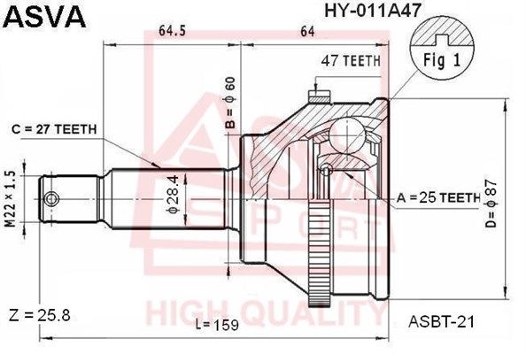 ШРУС наружный HY011A47 ASVA HY011A47