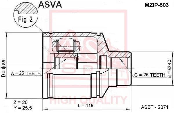 ШРУС внутренний MZIP503 ASVA MZIP503
