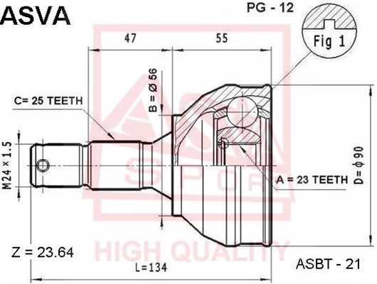 ШРУС наружный PG12 ASVA PG12
