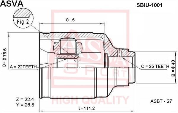 ШРУС внутренний SBIU1001 ASVA SBIU1001