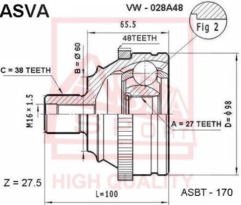 ШРУС наружный VW028A48 ASVA VW028A48