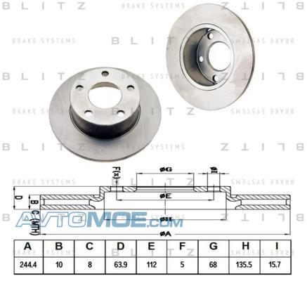 Диск тормозной BS0106 BLITZ BS0106