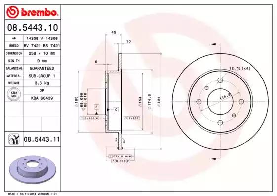 Диск тормозной 08544310 BREMBO 08544310