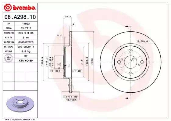 Диск тормозной 08A29810 BREMBO 08A29810