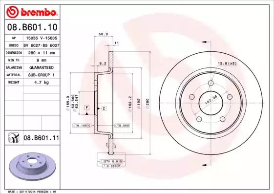 Диск тормозной 08B60110 BREMBO 08B60110