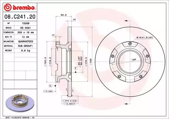 Диск тормозной 08C24120 BREMBO 08C24120