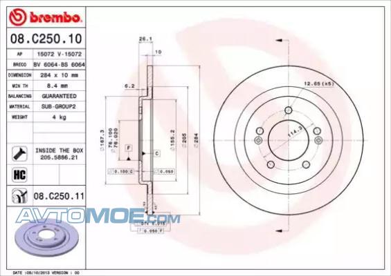 Диск тормозной 08C25011 BREMBO 08C25011