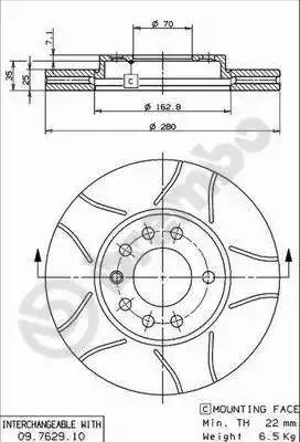 Диск тормозной 09762975 BREMBO 09762975
