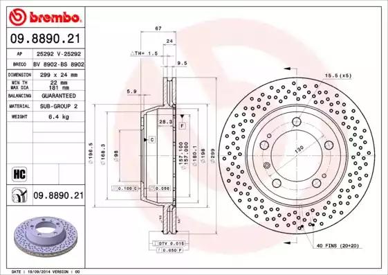 Диск тормозной 09889021 BREMBO 09889021