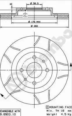 Диск тормозной 09890375 BREMBO 09890375