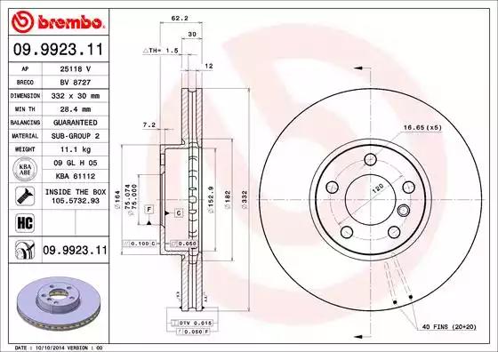 Диск тормозной 09992311 BREMBO 09992311