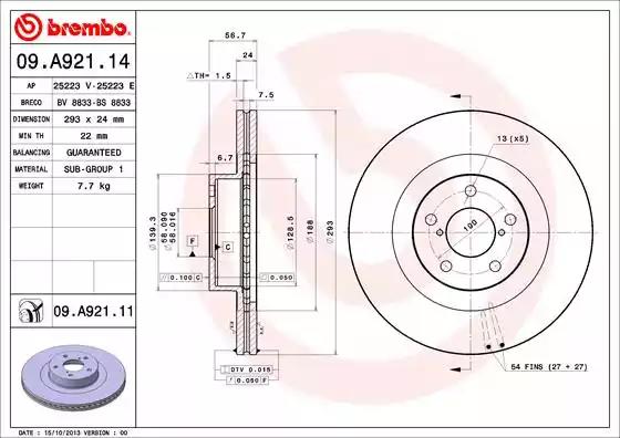 Диск тормозной 09A92111 BREMBO 09A92111