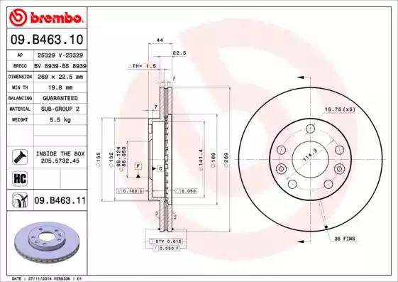 Диск тормозной 09B46310 BREMBO 09B46310