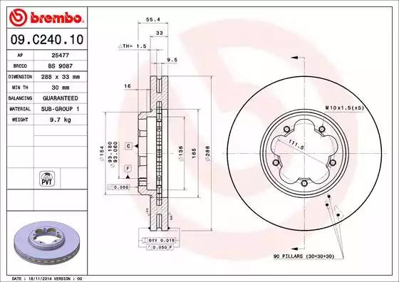 Диск тормозной 09C24010 BREMBO 09C24010