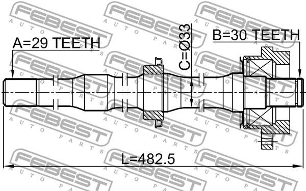 Полуось 0212Z50RH FEBEST 0212Z50RH
