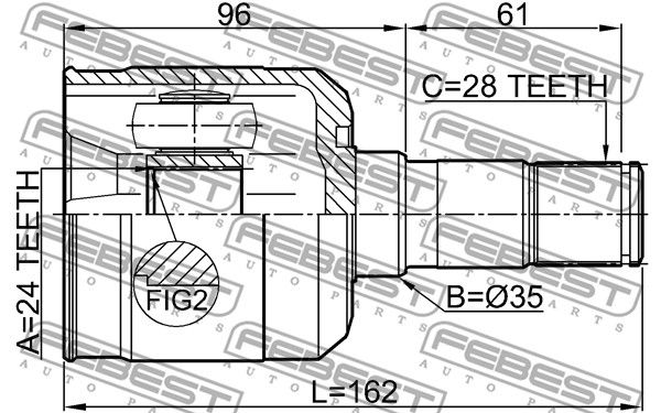 ШРУС внутренний левый 0511M323FLH FEBEST 0511M323FLH