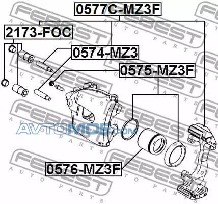 Поршень суппорта 0576MZ3F FEBEST 0576MZ3F