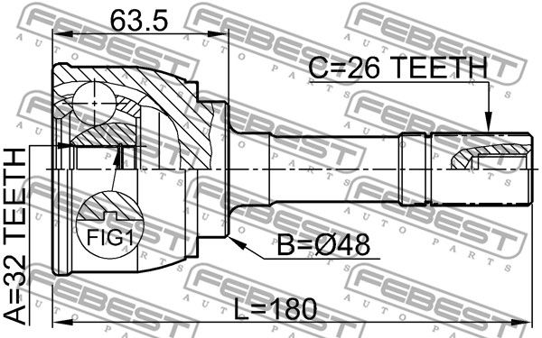ШРУС наружный 0710XL7 FEBEST 0710XL7