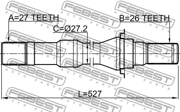Полуось 1012V250ATRH FEBEST 1012V250ATRH