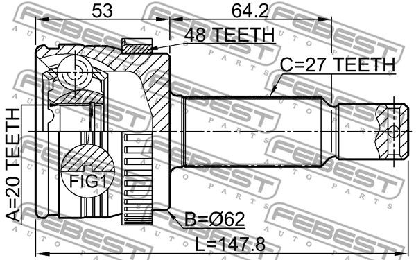 ШРУС наружный 1210IX35A48R FEBEST 1210IX35A48R