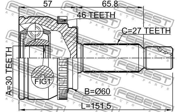 ШРУС наружный 1210SD11A46 FEBEST 1210SD11A46