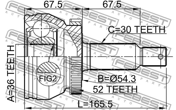 ШРУС наружный 1210SFCLA52 FEBEST 1210SFCLA52