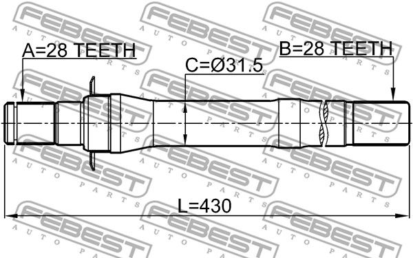 Полуось 1212IX35AT6 FEBEST 1212IX35AT6