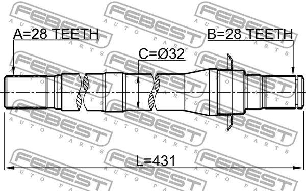 Полуось 1212IX55 FEBEST 1212IX55