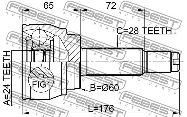 ШРУС наружный 1410REXIIAWD FEBEST 1410REXIIAWD