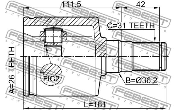 ШРУС внутренний 2111CA223LH FEBEST 2111CA223LH