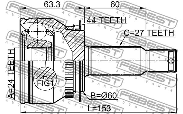 ШРУС наружный 2210CER15A44 FEBEST 2210CER15A44
