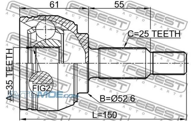 ШРУС наружный 2410DUSTAWD FEBEST 2410DUSTAWD