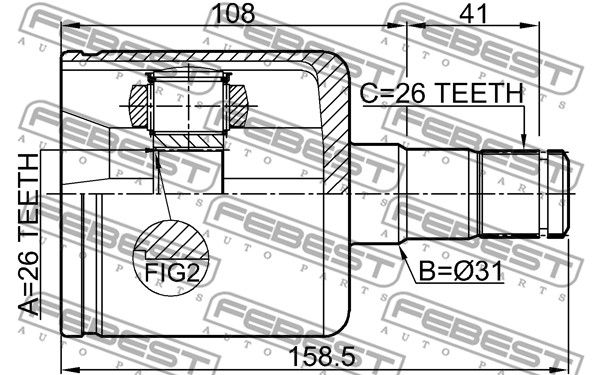 ШРУС внутренний 2711S40IILH FEBEST 2711S40IILH