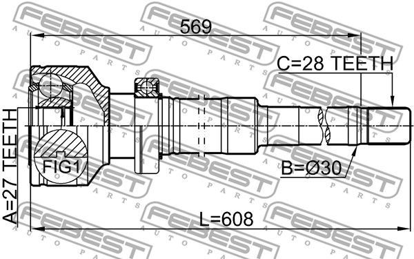 ШРУС внутренний правый 2711XC90RH FEBEST 2711XC90RH