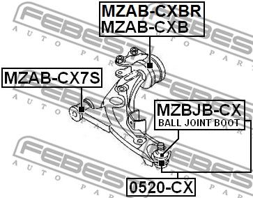 Сайлентблок MZABCX7S FEBEST MZABCX7S
