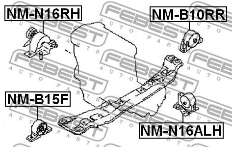 Опора двигателя NMB10RR FEBEST NMB10RR
