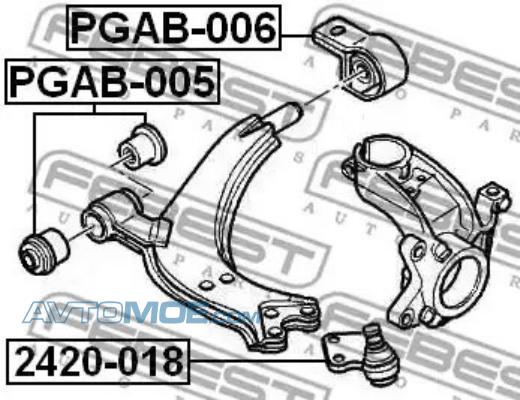 Сайлентблок PGAB006 FEBEST PGAB006