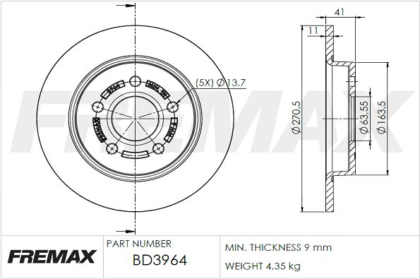 Диск тормозной BD3964 FREMAX BD3964