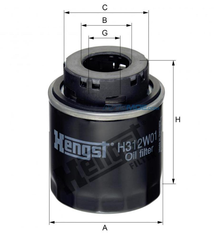 Фильтр масляный H312W01 HENGST H312W01