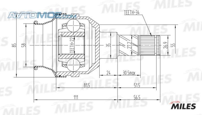ШРУС внутренний GA10015 MILES GA10015