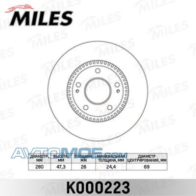 Диск тормозной K000223 MILES K000223
