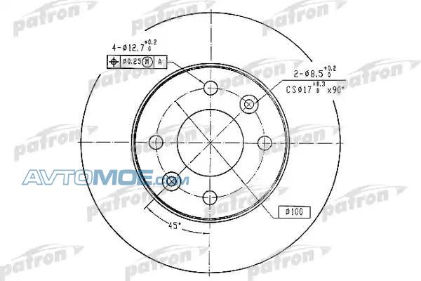 Диск тормозной PBD1016 PATRON PBD1016