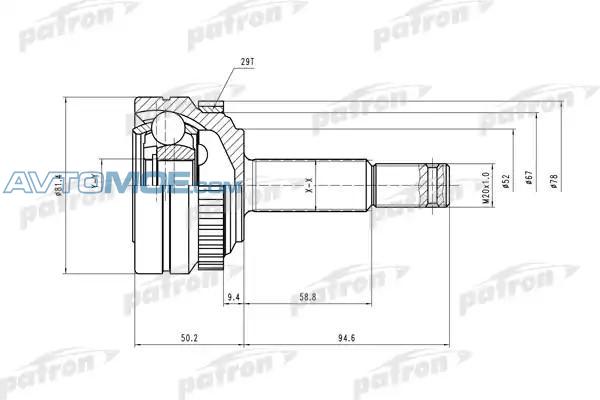 ШРУС наружный PCV1118 PATRON PCV1118