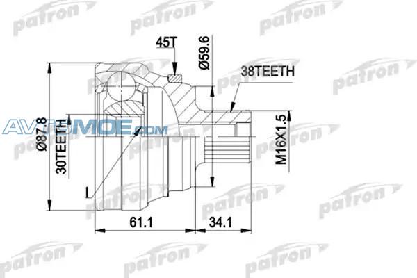 ШРУС наружный PCV1140 PATRON PCV1140