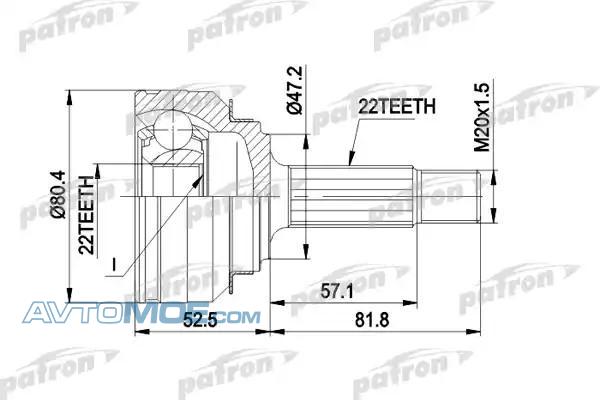 ШРУС наружный PCV1158 PATRON PCV1158