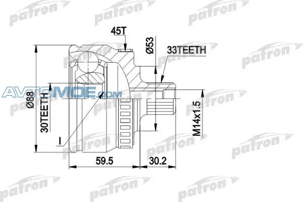 ШРУС наружный PCV1239 PATRON PCV1239