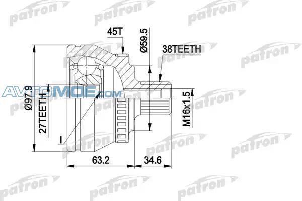ШРУС PCV1267 PATRON PCV1267