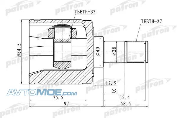 ШРУС внутренний PCV1341 PATRON PCV1341
